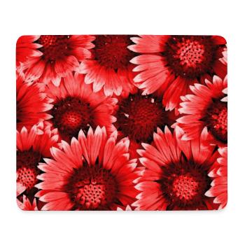 Rote Blütenpracht Muster - Mousepad (Querformat) - Weiß - Vorne