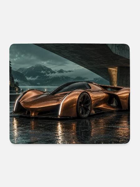 Kupferfarbener Concept Car bei Nacht - Mousepad (Querformat) - Weiß