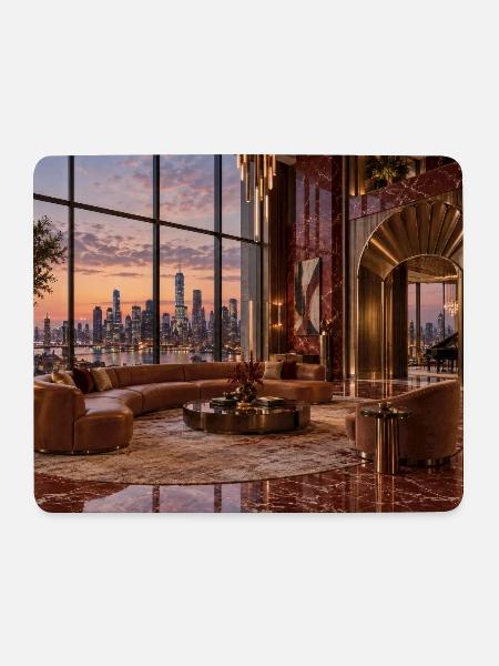Burgunder Penthouse mit Skyline im Art-déco-Stil - Mousepad (Querformat) - Weiß