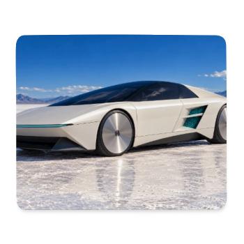 Weißer Retro-Concept-Car auf Salzsee - Mousepad (Querformat) - Weiß - Vorne