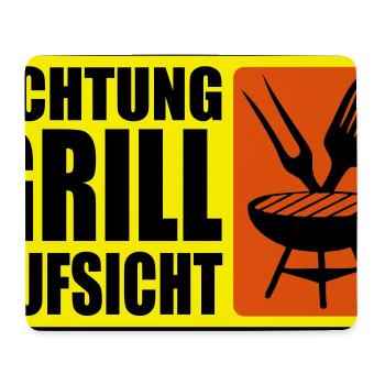 ACHTUNG GRILL-AUFSICHT - Mousepad (Querformat) - Weiß - Vorne