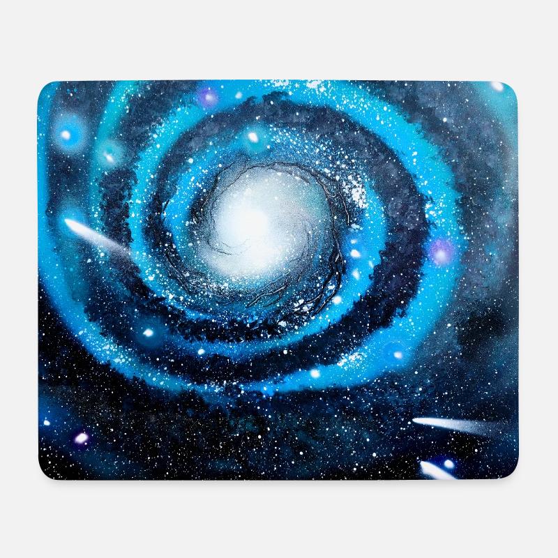 Blaue Galaxie - Mousepad (Querformat) - Weiß