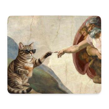 Chat gifle la main de Dieu Mème des chats drôles - Tapis de souris (format paysage) - blanc - Devant