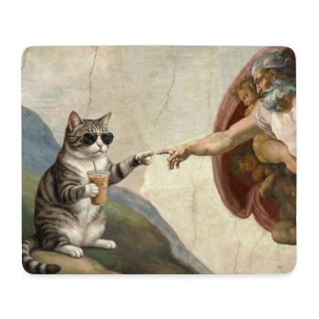 Katze Schlägt Gottes Hand Lustiges Katzen meme - Mousepad (Querformat) - Weiß - Vorne