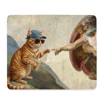 Chat gifle la main de Dieu Mème des chats drôles - Tapis de souris (format paysage) - blanc - Devant