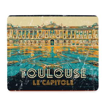 Badge retro, Toulouse France est ma ville natale - Tapis de souris (format paysage) - blanc - Devant