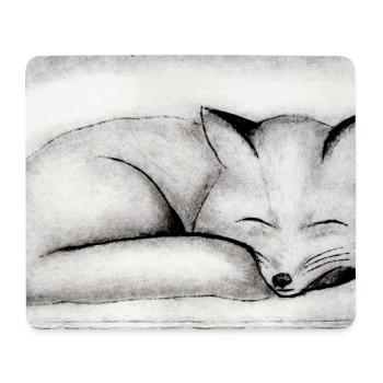 Schlafender Fuchs - handgeschnitzte Druckvorlage - Mousepad (Querformat) - Weiß - Vorne