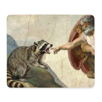 raccoon beating god's hand raccoon meme - Mouse Pad (horizontal) - white - Front