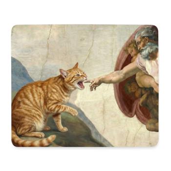 Cat Slaps God's Hand Funny Cats Meme - Mouse Pad (horizontal) - white - Front