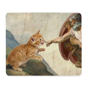 Katze Schlägt Gottes Hand Lustiges Katzen meme - Mousepad (Querformat) - Weiß - Vorne