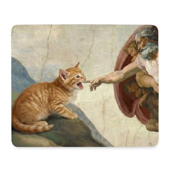 Chat gifle la main de Dieu Mème des chats drôles - Tapis de souris (format paysage) - blanc - Devant