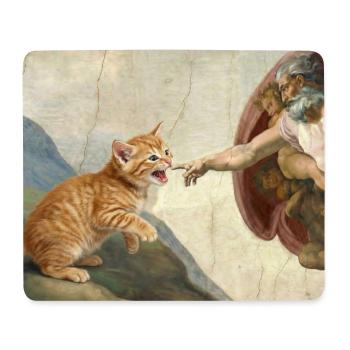 Chat gifle la main de Dieu Mème des chats drôles - Tapis de souris (format paysage) - blanc - Devant