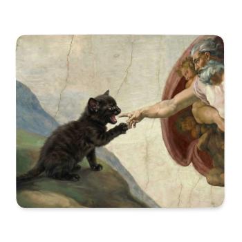 Chat gifle la main de Dieu Mème des chats drôles - Tapis de souris (format paysage) - blanc - Devant