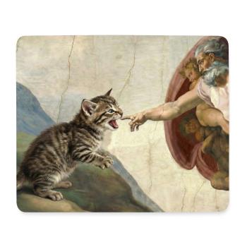 Chat gifle la main de Dieu Mème des chats drôles - Tapis de souris (format paysage) - blanc - Devant