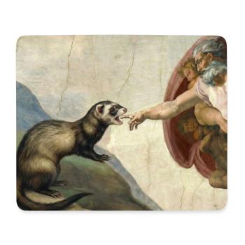 Ferret Beats God's Hand Ferret Meme - Mouse Pad (horizontal) - white - Front