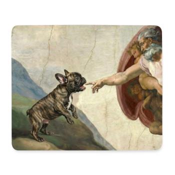 Mème du chien God God Hand du chien bouledogue français - Tapis de souris (format paysage) - blanc - Devant