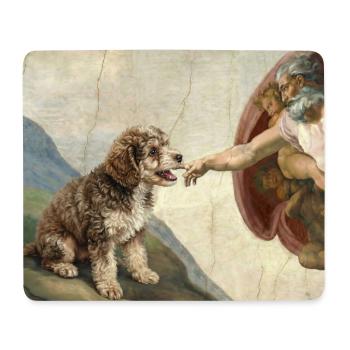 Dog God Hand Poodle Dogs meme - Mouse Pad (horizontal) - white - Front