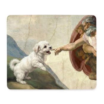 Dog God Hand Maltese Dogs meme - Mouse Pad (horizontal) - white - Front