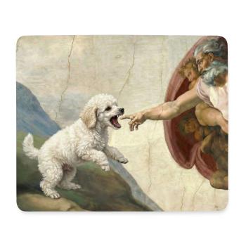 Mème Caniche Main, Chien Dieu - Tapis de souris (format paysage) - blanc - Devant