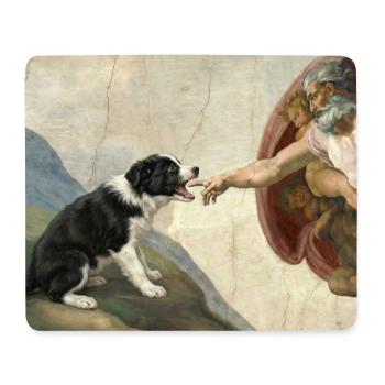 Mème du chien Dog God Hand Border Collie - Tapis de souris (format paysage) - blanc - Devant