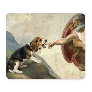 Mème du chien God Hand Beagle Dog - Tapis de souris (format paysage) - blanc - Devant