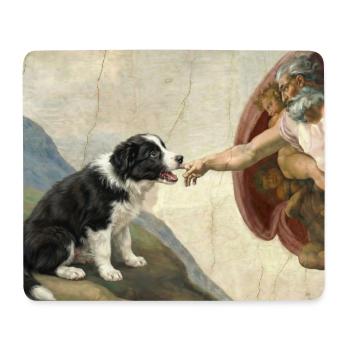 Dog God Hand Border Collie Dog Meme - Mouse Pad (horizontal) - white - Front