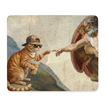 Chat gifle la main de Dieu Mème des chats drôles - Tapis de souris (format paysage) - blanc - Devant