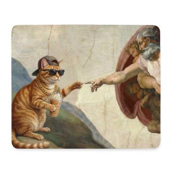 Chat gifle la main de Dieu Mème des chats drôles - Tapis de souris (format paysage) - blanc - Devant