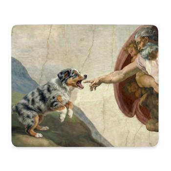 Hund Gottes Hand Australian Shepherd Hunde meme - Mousepad (Querformat) - Weiß - Vorne