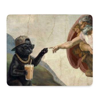Chat gifle la main de Dieu Mème des chats drôles - Tapis de souris (format paysage) - blanc - Devant