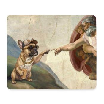 Dog God Hand French Bulldog Dog meme - Mouse Pad (horizontal) - white - Front