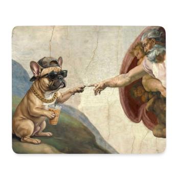 Dog God Hand French Bulldog Dog meme - Mouse Pad (horizontal) - white - Front