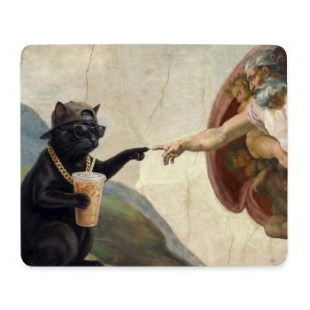 Katze Schlägt Gottes Hand Lustiges Katzen meme - Mousepad (Querformat) - Weiß - Vorne
