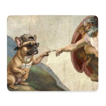 Cat Slaps God's Hand Funny Cats Meme - Mouse Pad (horizontal) - white - Front