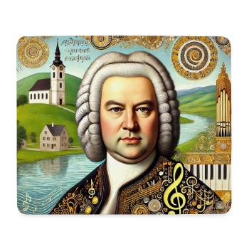 Johann Sebastian Bach: Portrait in modern painting style - Mouse Pad (horizontal) - white - Front