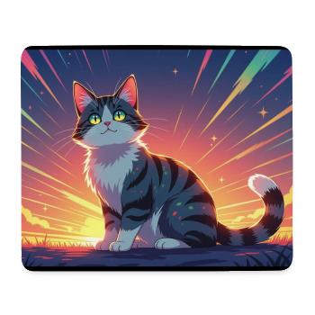 Katze im Abendlicht - Mousepad (Querformat) - Weiß - Vorne