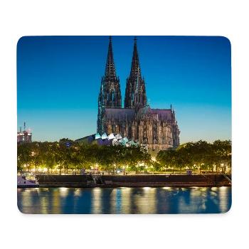 Kölner Dom Abendlicht Silhouette - Mousepad (Querformat) - Weiß - Vorne