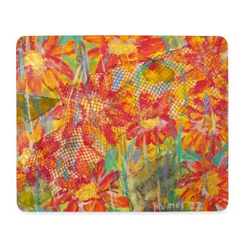 Lebendige Blumenwiese im Impressionstil - Mousepad (Querformat) - Weiß - Vorne
