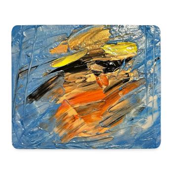 Blauer Farbwirbel im Orange - Mousepad (Querformat) - Weiß - Vorne
