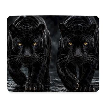 Panthères Noires Jumelles - Tapis de souris (format paysage) - blanc - Devant