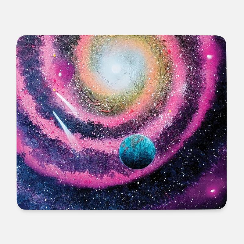 Galaxie rose - Tapis de souris (format paysage) - blanc