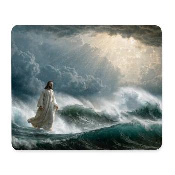Jesus auf den Wellen - Mousepad (Querformat) - Weiß - Vorne