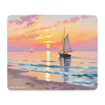 Nautischer Sonnenuntergang am Strand - Mousepad (Querformat) - Weiß - Vorne