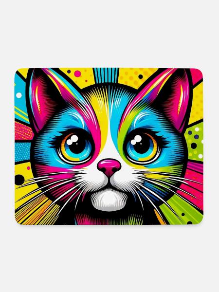 Katze Pop Art - Mousepad (Querformat) - Weiß