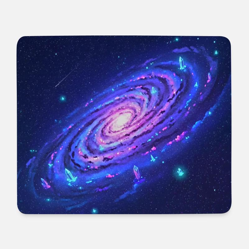 Neon Galaxy Spiral Crystals - Mouse Pad (horizontal) - white