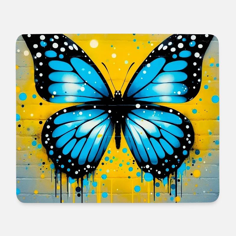 papillon - Tapis de souris (format paysage) - blanc