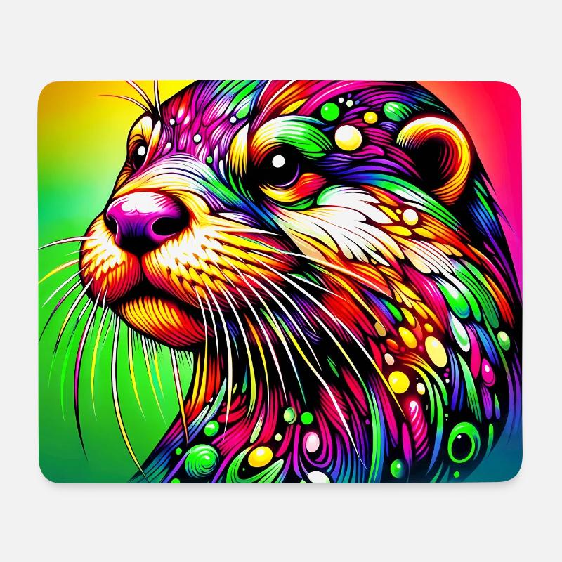 loutre - Tapis de souris (format paysage) - blanc