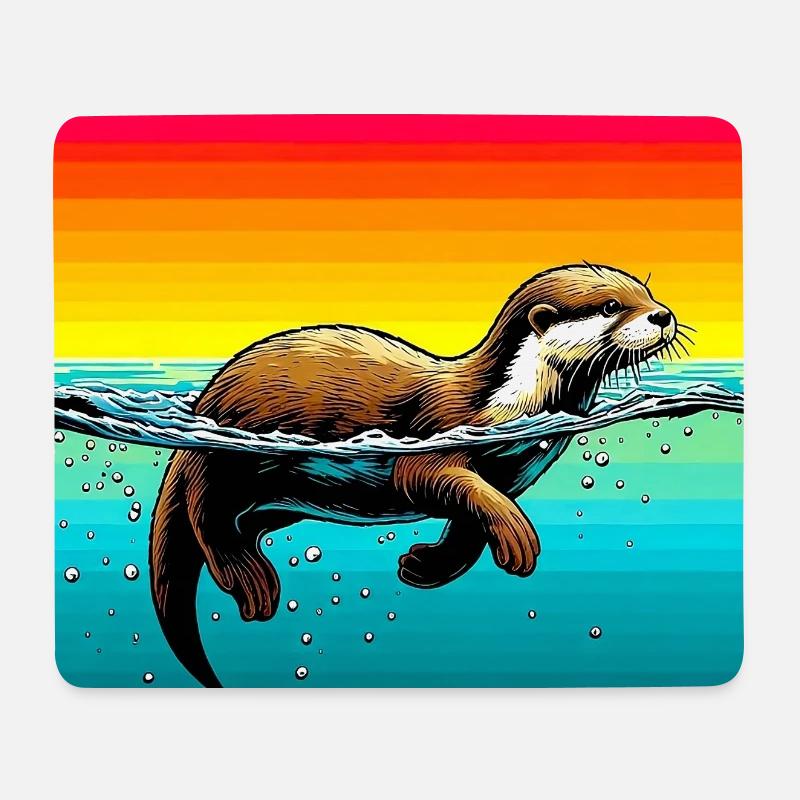 Otter - Mousepad (Querformat) - Weiß
