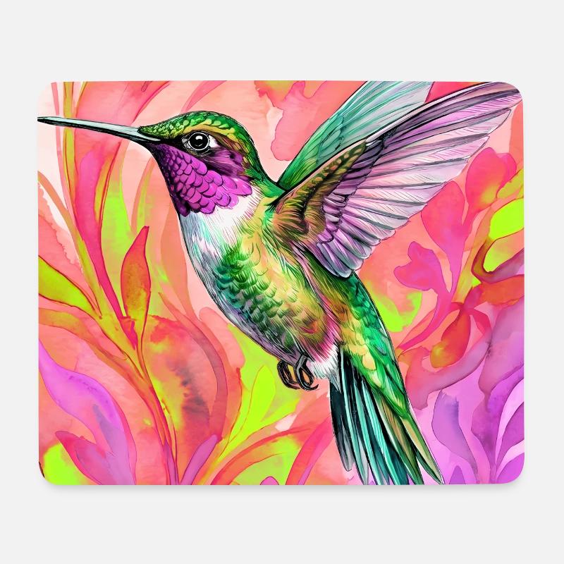 colibri - Tapis de souris (format paysage) - blanc