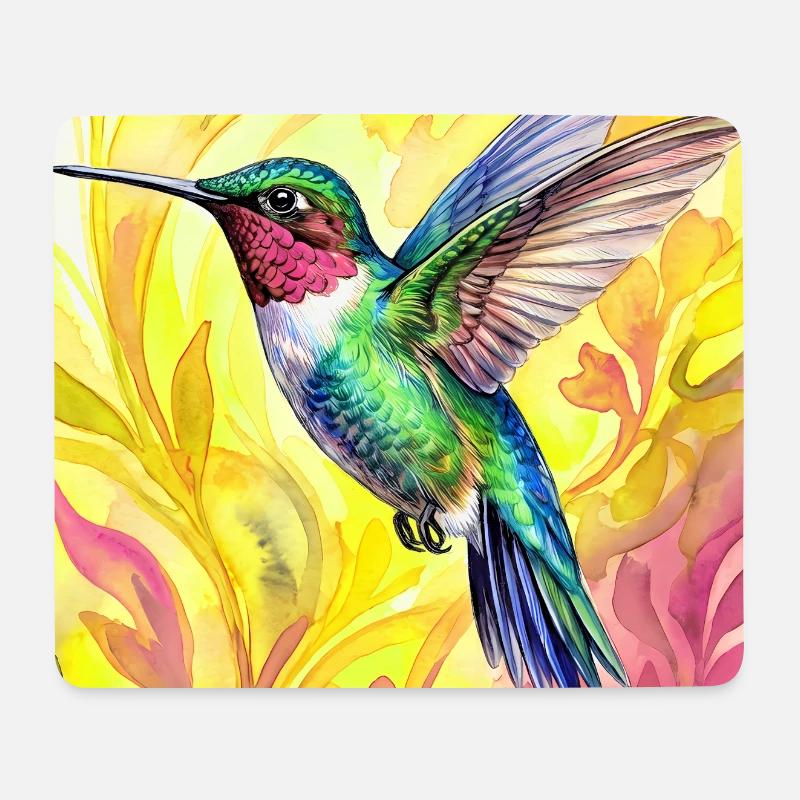 colibri - Tapis de souris (format paysage) - blanc